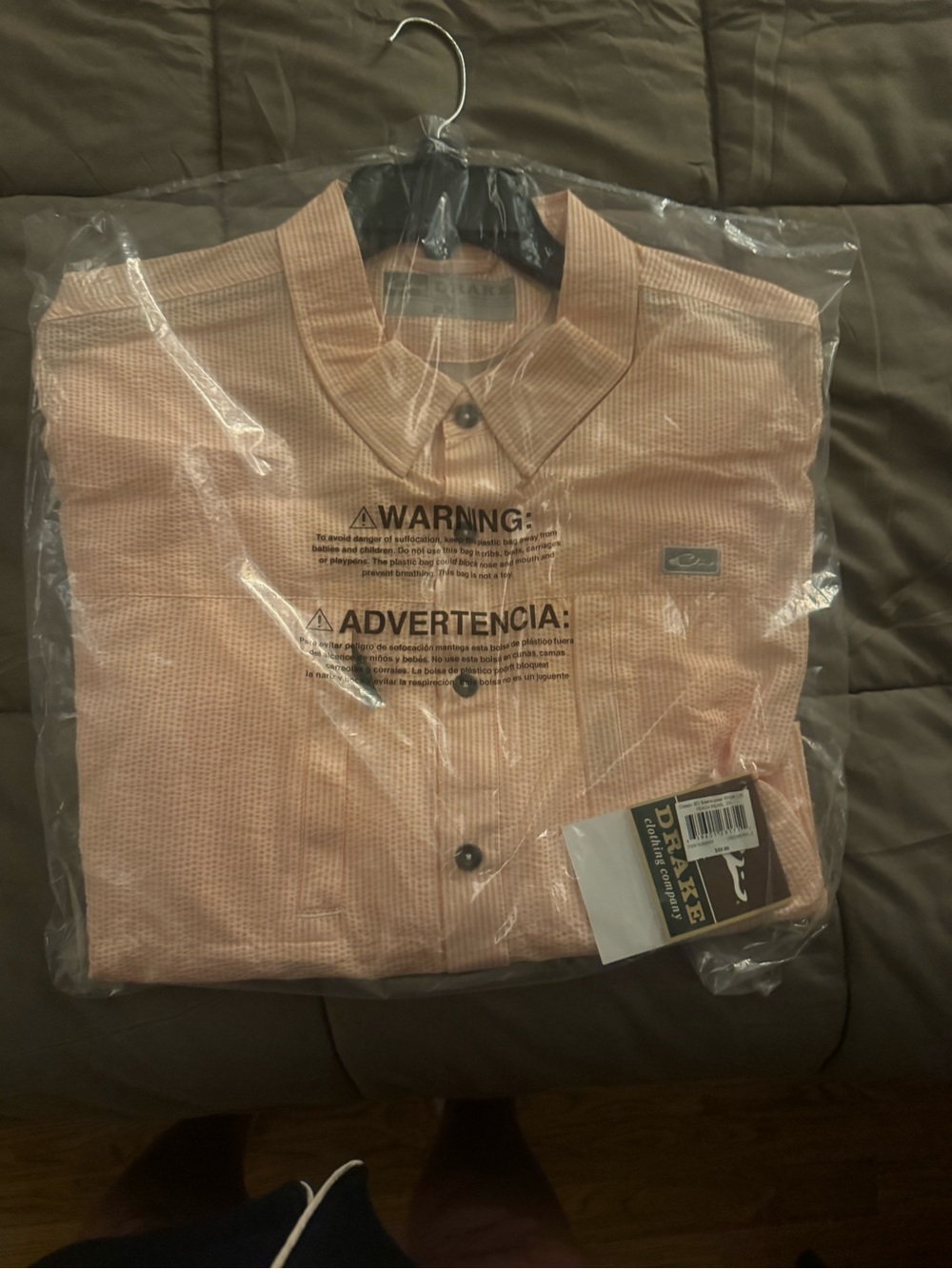 NWT- DRAKE- Men's Peach Performance LS Button-Up Shirt